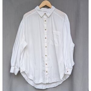 Free People We The Free Happy Hour Solid Poplin Top Button Up Shirt, size L